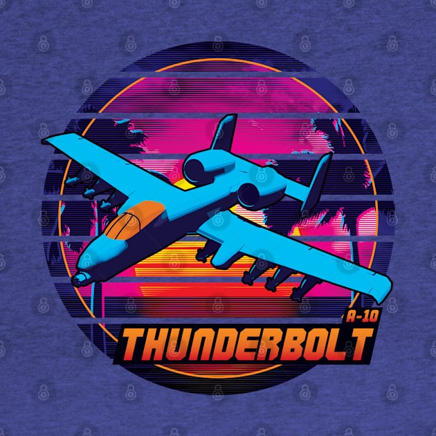 Neon Retro A-10 Thunderbolt by patrickkingart